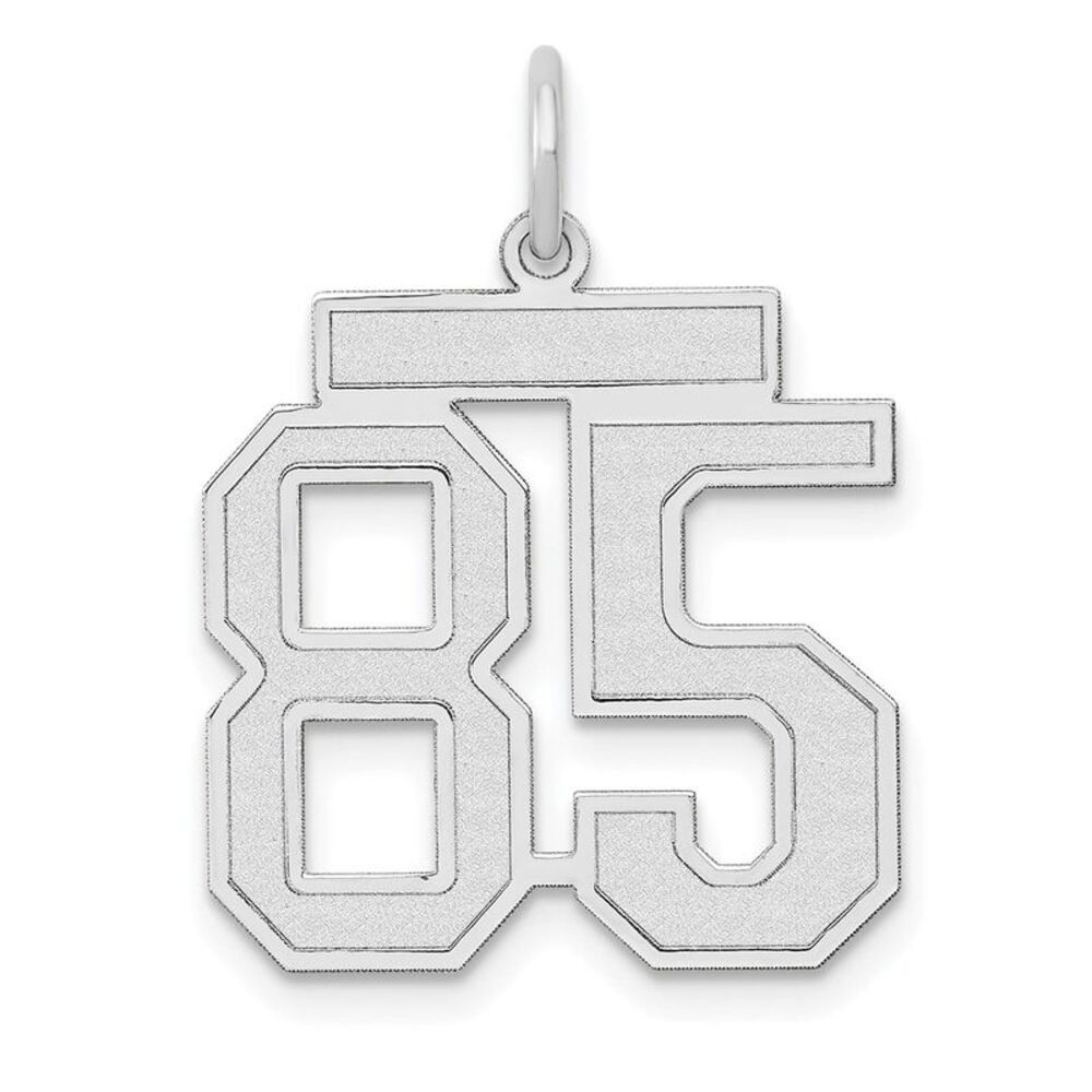 14k White Gold, Jersey Collection, Medium Number 85 Pendant